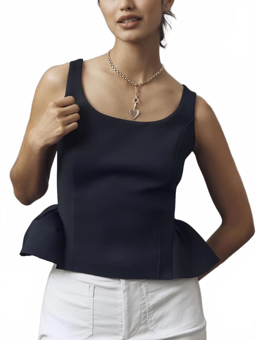 Maeve Peplum Tank Top Anthropologie NWT Navy XXS
